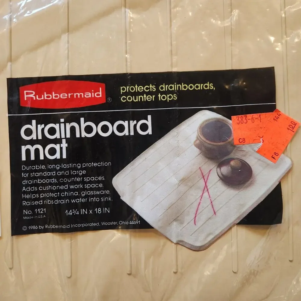 New! VTG 1986 Rubbermaid No. 1121 Almond Drainboard Mat 14.75